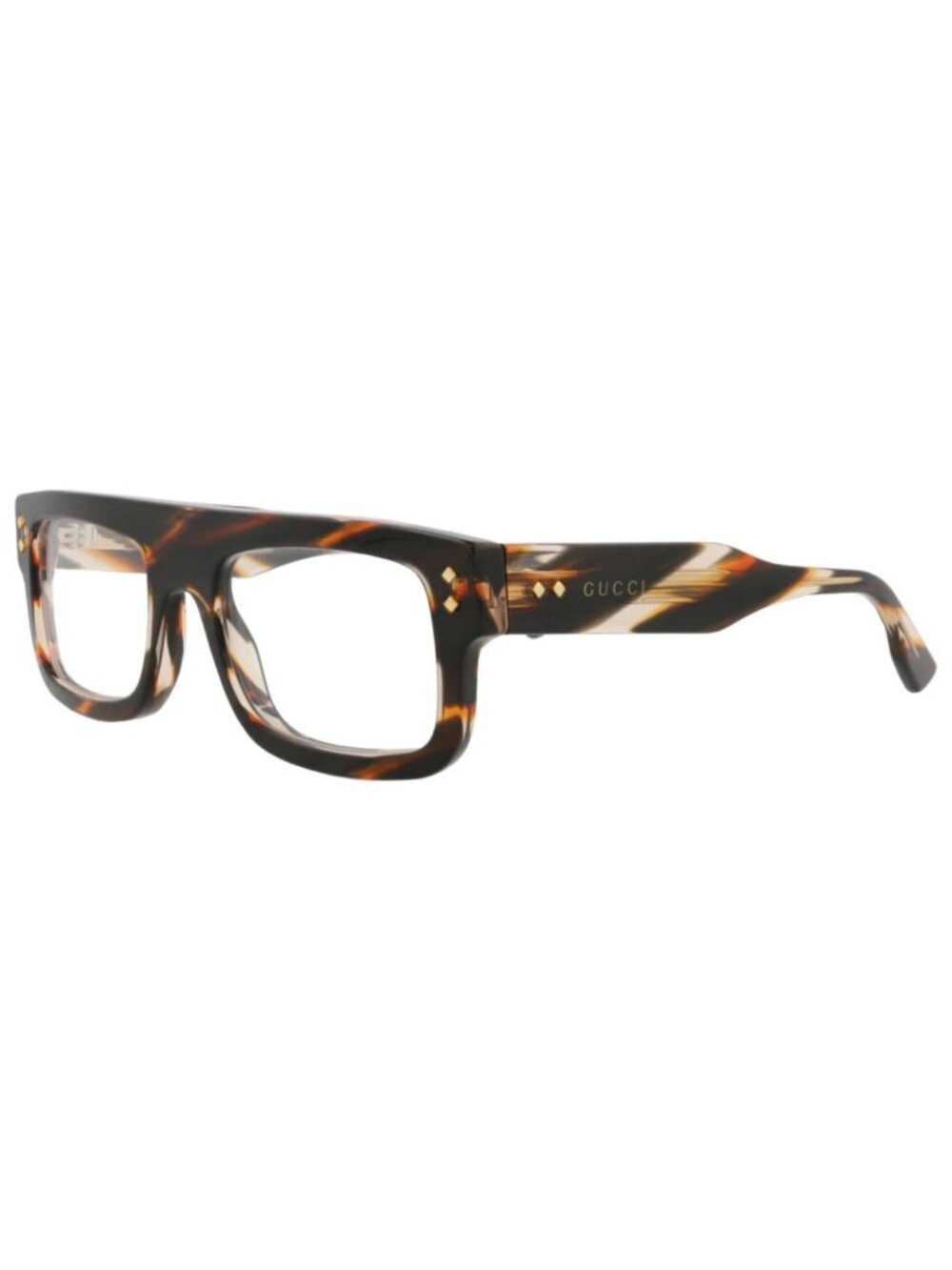 New Gucci Women's Eyeglasses Square Rectangle Acetate Frame Mens Havana Havana